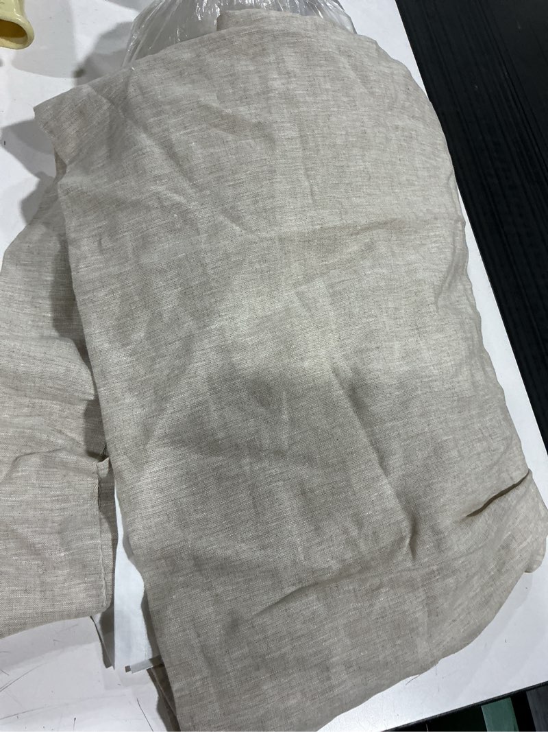 Condition photo showing As Is for cotton slub room darkening curtain -  (2 pieces)