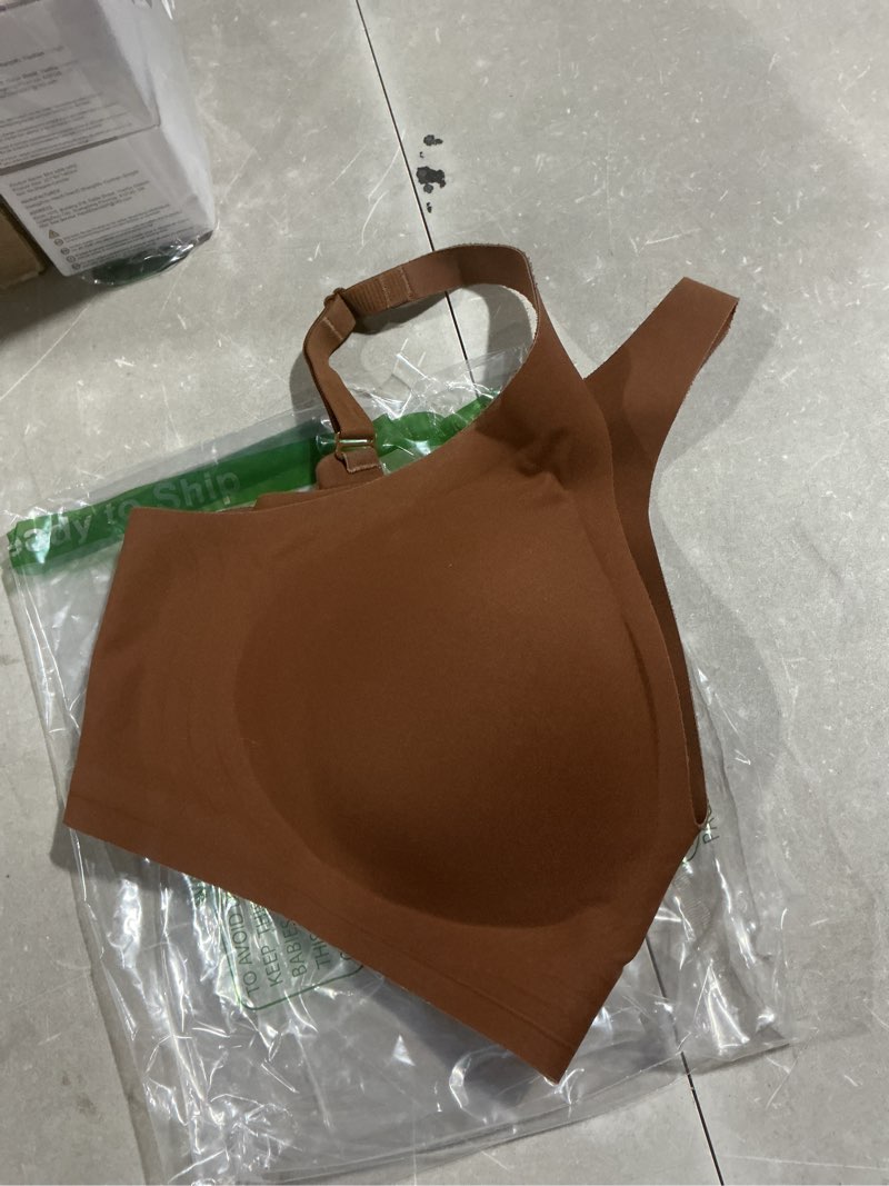 Condition photo showing Good Condition for vertvie jelly wireless bras for women push up plunge seamless t-shirt bras no underwire supportive full coverage bralettes x- large cinnamon