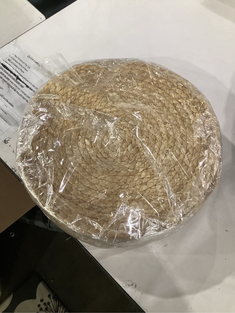 Condition photo showing Good Condition for kochorie set of 12 round woven placemats 13.5-inch natural water hyacinth plant placemats hand-woven boho rattan placemat wicker weave table mats for home dinner plates holiday supplies 12 13.5 inch