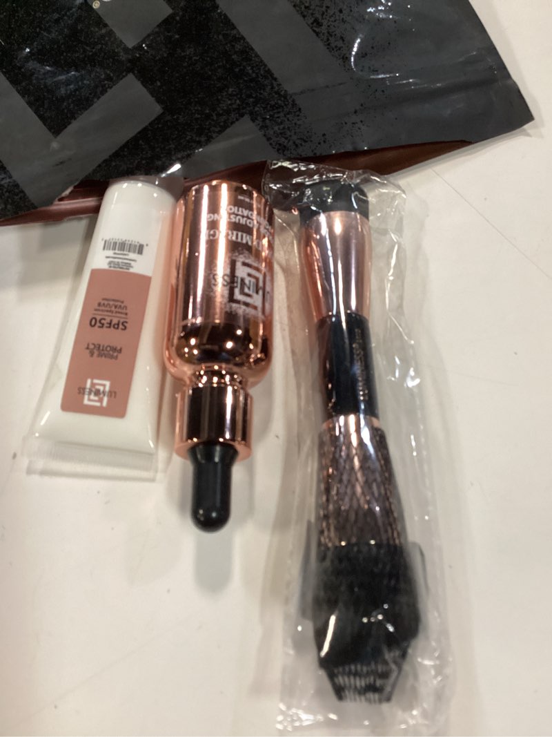 Condition photo showing New/Like New for luminess liquid mirage w/spf 50 color adjusting foundation kit - color changing foundation, spf 50 primer & makeup brush, face makeup for mature skin, 4in1 liquid foundation, concealer & moisturizer 03 medium
