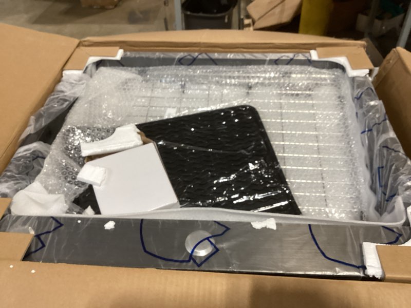 Condition photo showing Good Condition for 25x22 inch stainless steel kitchen sink - drop in single bowl topmount kitchen sink come with bottom grid, silicon mat and drain assembly set stylish and modern look add elegance & enhance usability 25x22in stainless