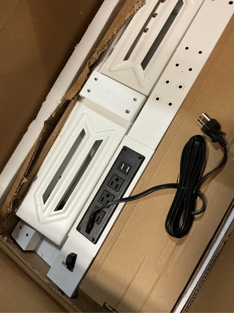 Condition photo showing Good Condition for wali floor tv stand with power outlet & av shelf, tall tv stand mount for 32-75 inch tv up to 110 lbs, swivel and height adjustable tv stands with wood base for bedroom, office(tvdvd-6pw), white white with shelf