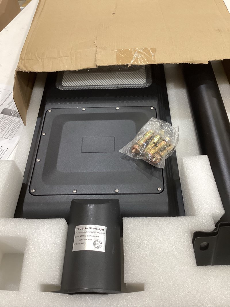 Condition photo showing Good Condition for engrepo solar street lights outdoor ip65 waterproof security led flood light with remote control dusk to dawn security light with 25000mah 15-hour runtime for wall, barn, parking lot.