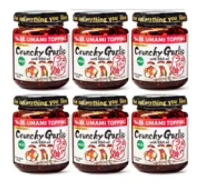 (( BEST BEFORE/14/11/2025))S & B Crunchy Garlic with Chili Oil, Mild, Use on Anything You Like, 3.9 Ounce (Pack of 6)