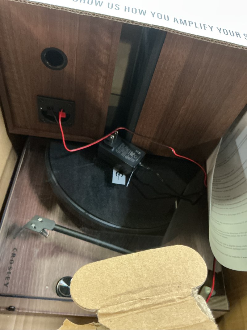 Condition photo showing As Is for shelf system in walnut