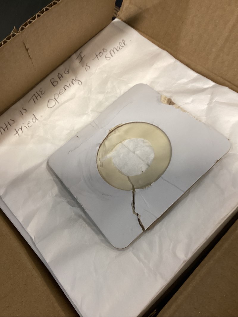 Condition photo showing As Is for 30 pack style 7 vacuum bags compatible with bissell powerforce upright vacuums, powerforce 3522 3525 71y7, powerglide 3545, plus 3550 3350 3553, lift-off 3554, powertrak 6592 series, part # 32120
