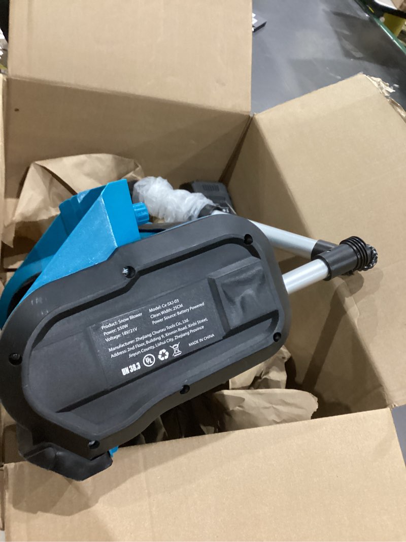 Condition photo showing As Is for Product: Snow Blower Model: Cx-SXJ-03  Battery Powered