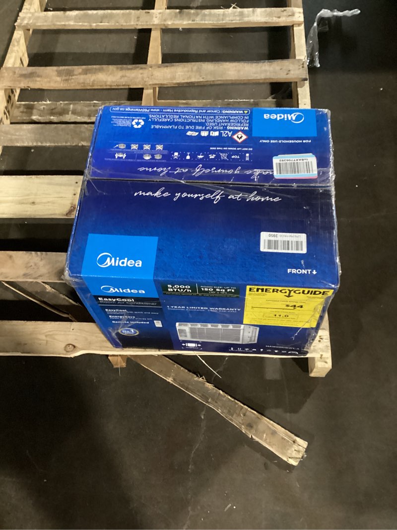 Condition photo showing New/Like New for midea 5,000 btu window air conditioner, cools up to 150 sq. ft. with easy-to-use reusable filter, remote, perfect ac for bedroom, living room, home office, electronic control 5,000 btu, electronic control