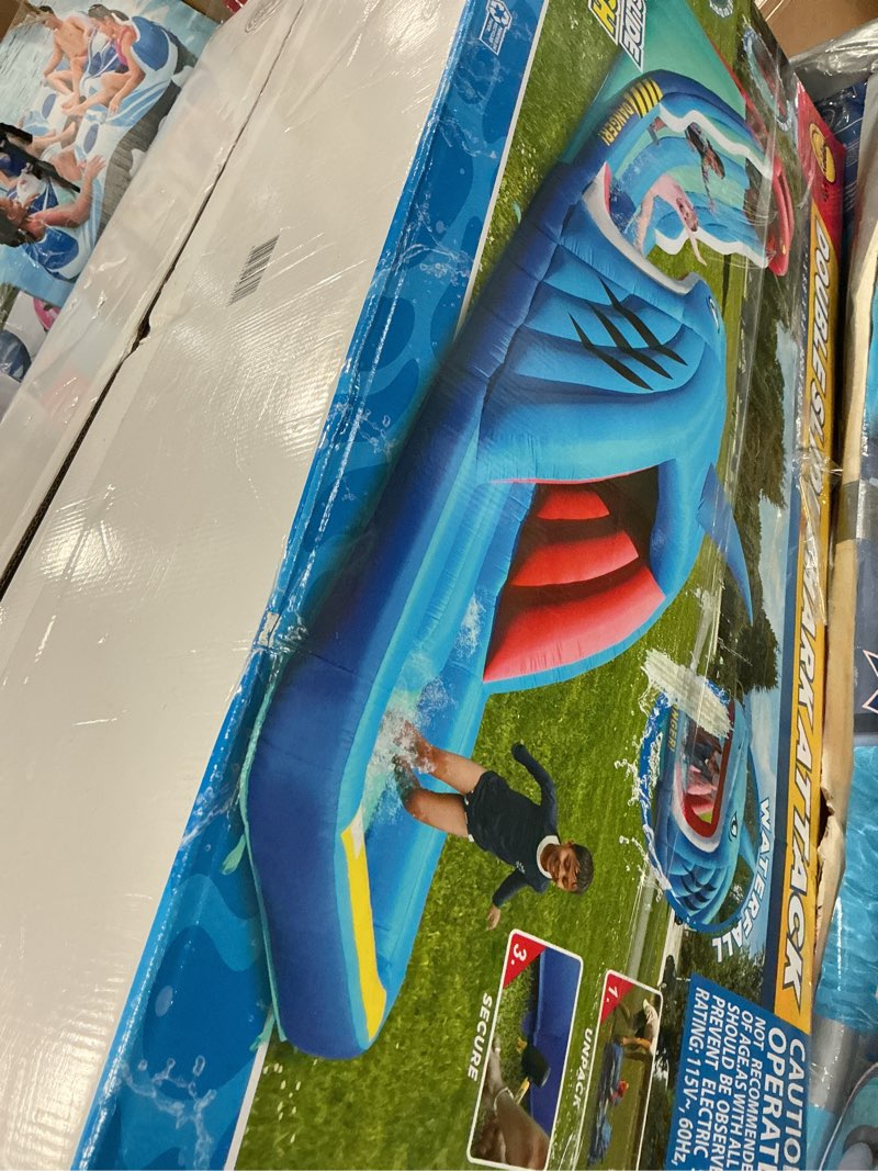 Condition photo showing As Is for happy hop shark attack double slide inflatable water slide