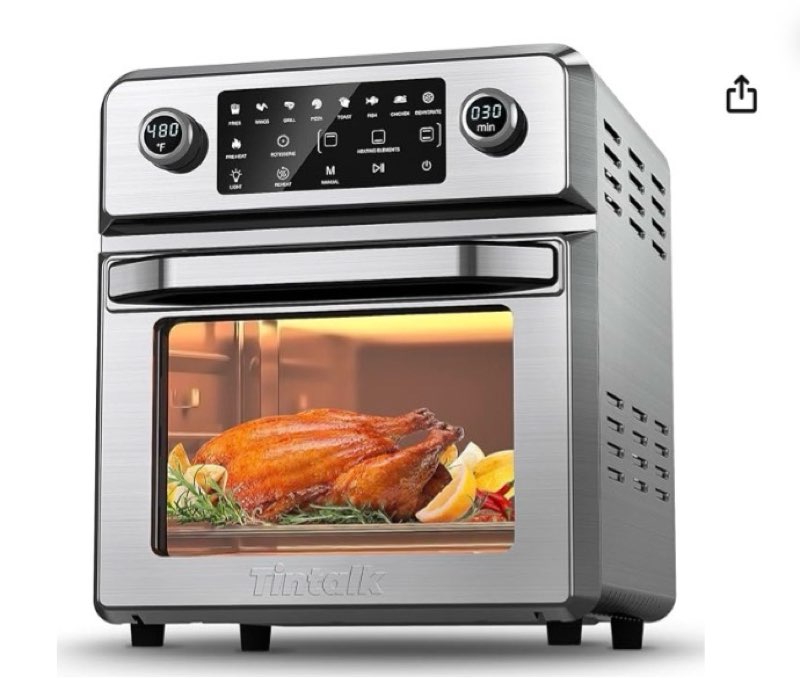 Air Fryer Oven 16-Quart: 10-in-1 Airfryer Toaster Oven Combo - 1700W Large Airfryer Convection Oven Countertop Combo with Rotisserie | Dehydrator, Silver, AF520T
