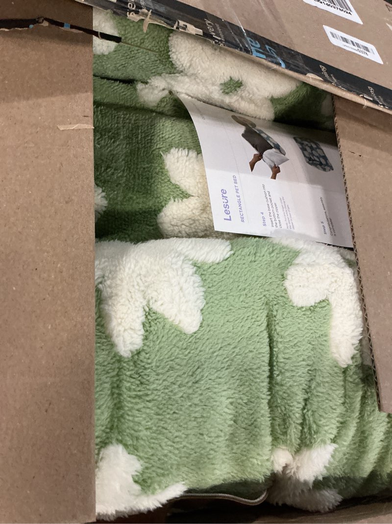 Condition photo showing As Is for le sure cute dog bed for medium dogs - washable pet beds,cozy rectangle orthopedic sofa with jacquard shaggy plush & anti slip bottom,30x24x8inches 30"l x 24"w x 8"th cozy clouds blue