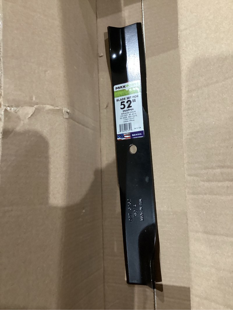 MaxPower 561312B 3 Blade Set for Many 52 in. Cut Snapper Mowers Replaces OEM #'s 1756152AYP, 1756152
