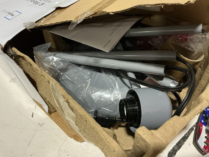 Condition photo showing As Is for mainstays 72'' combo floor lamp & reading lamp, silver, plastic, modern, for home and office use