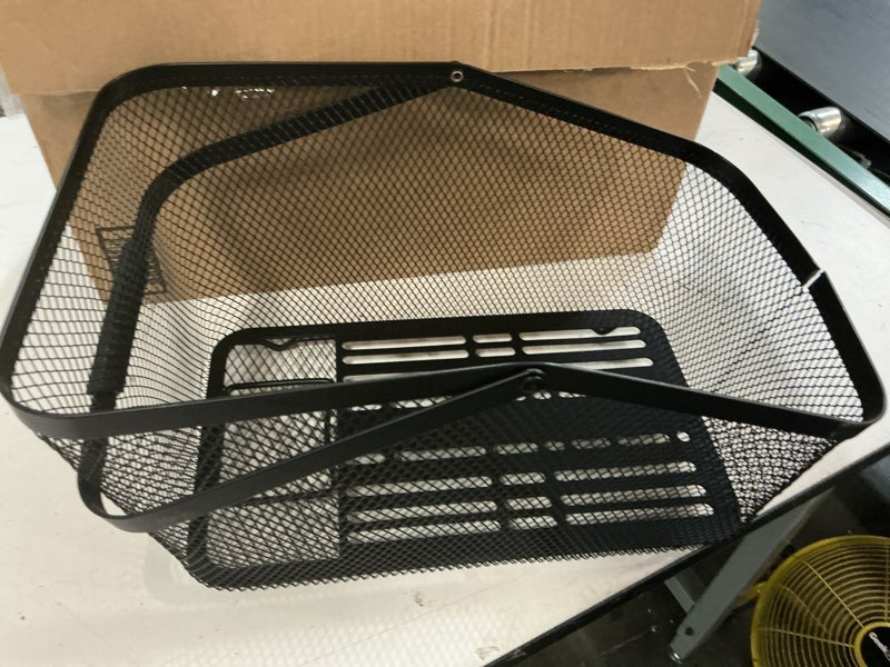 Condition photo showing As Is for topeak urban metal mesh rear basket (black) – 24l large-capacity bike basket with multi-mount panel design, quicktrack 2.0 / mik/racktime rack compatibility