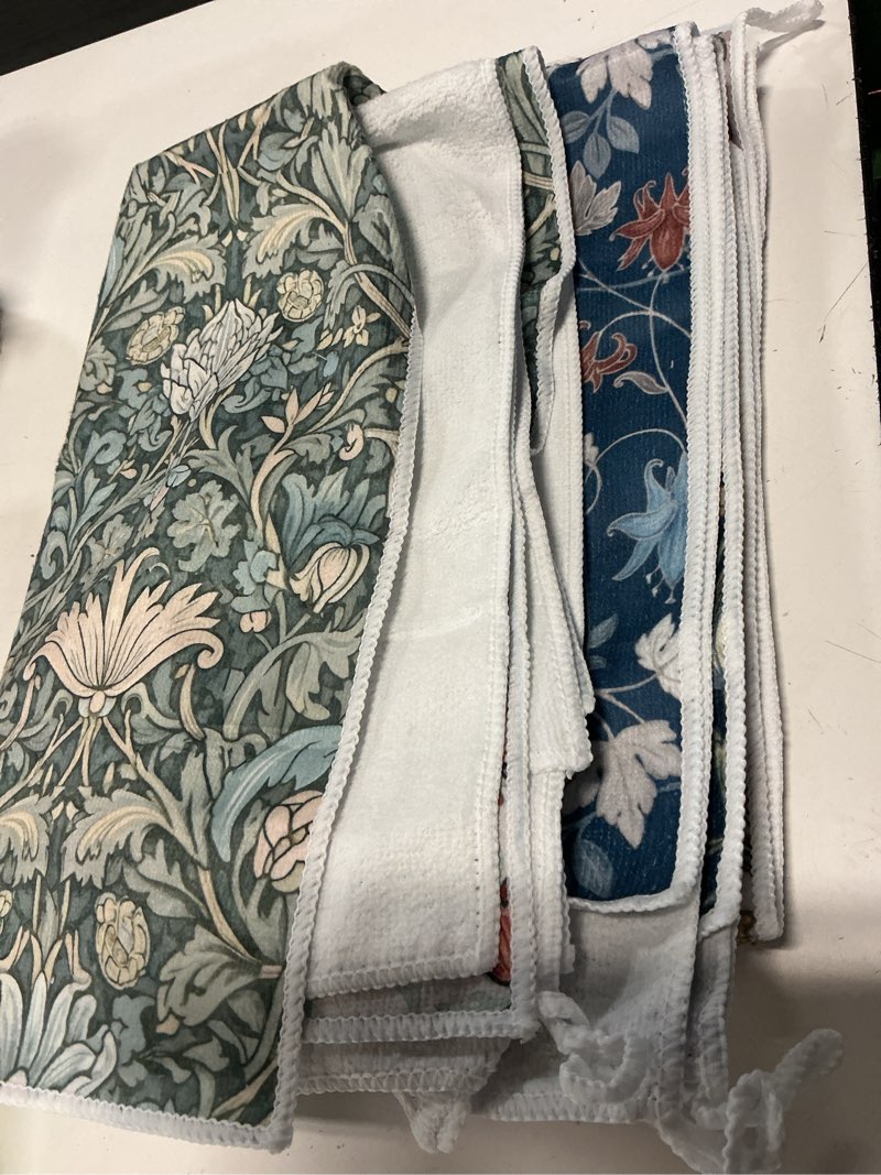Condition photo showing Good Condition for hahafelt 6 pack william morris floral kitchen towels absorbent cotton retro vintage flowers towels 18 x 28 inch decorative hand tea towel for baking cleaning housewarming party supply (william morris) 6 william morris floral