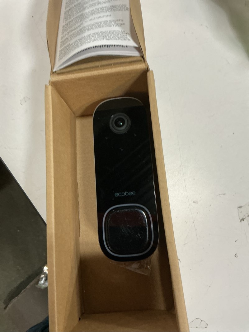 Condition photo showing As Is for ecobee Smart Video Doorbell Camera (Wired) - with Industry Leading HD Camera, Smart Security, Night Vision, Person and Package Sensors, 2-Way Talk, and Video & Snapshot Recording Smart Doorbell Video Camera