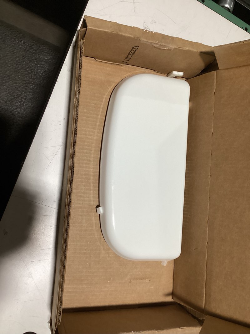 Condition photo showing Good Condition for KOHLER K-84537-0 Toilet Tank Lid, 16.83"L x 7.75"W, Works with KOHLER toilet tank models: 404515, 404555, 84537, 8721, 8734, and 978734.