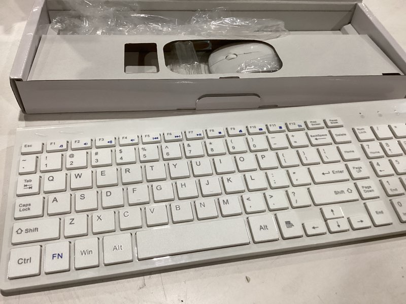 Condition photo showing Good Condition for wireless keyboard and mouse ultra slim combo, topmate 2.4g silent compact usb 2400dpi mouse and scissor switch keyboard set with cover, batteries included, for pc/laptop/windows/mac - white