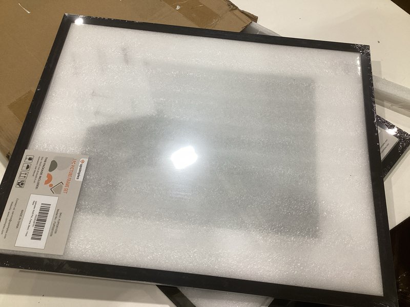 Condition photo showing As Is for upsimples 16x20 picture frame, display pictures 11x14 with mat or 16 x 20 without, wall hanging poster frame, black, 1 pack black 16x20