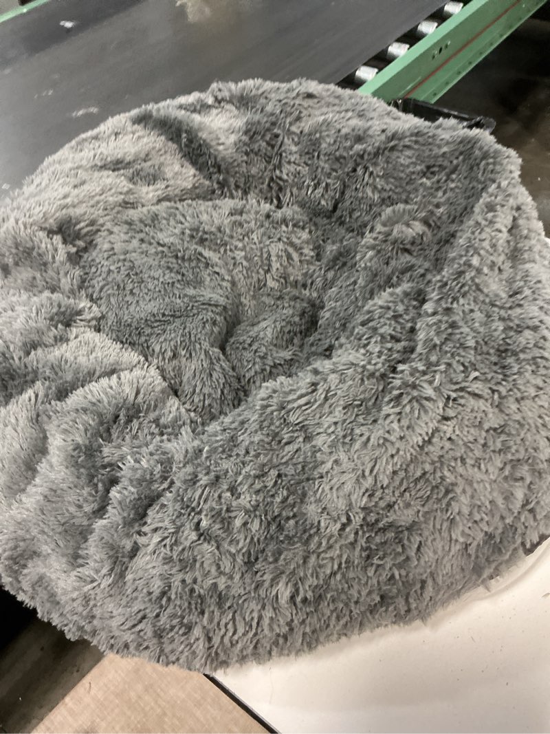 Condition photo showing As Is for Donut Dog Bed - Premium Comfort for Anxiety Relief - Fluffy & Calming Design with Ultra-Plush Support | Cozy Round Dog Bed with Super Soft Circle Style (Size S Dark Grey) Small Dark Grey