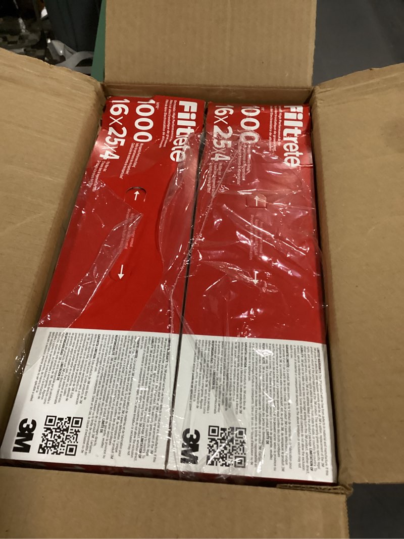 Condition photo showing Good Condition for filtrete 16x25x4 ac furnace air filter, mpr 1000, merv 11, fits honeywell & lennox, allergen defense, electrostatic air cleaning filter, 2-pack (actual size 15.88x24.56x4.31 in)