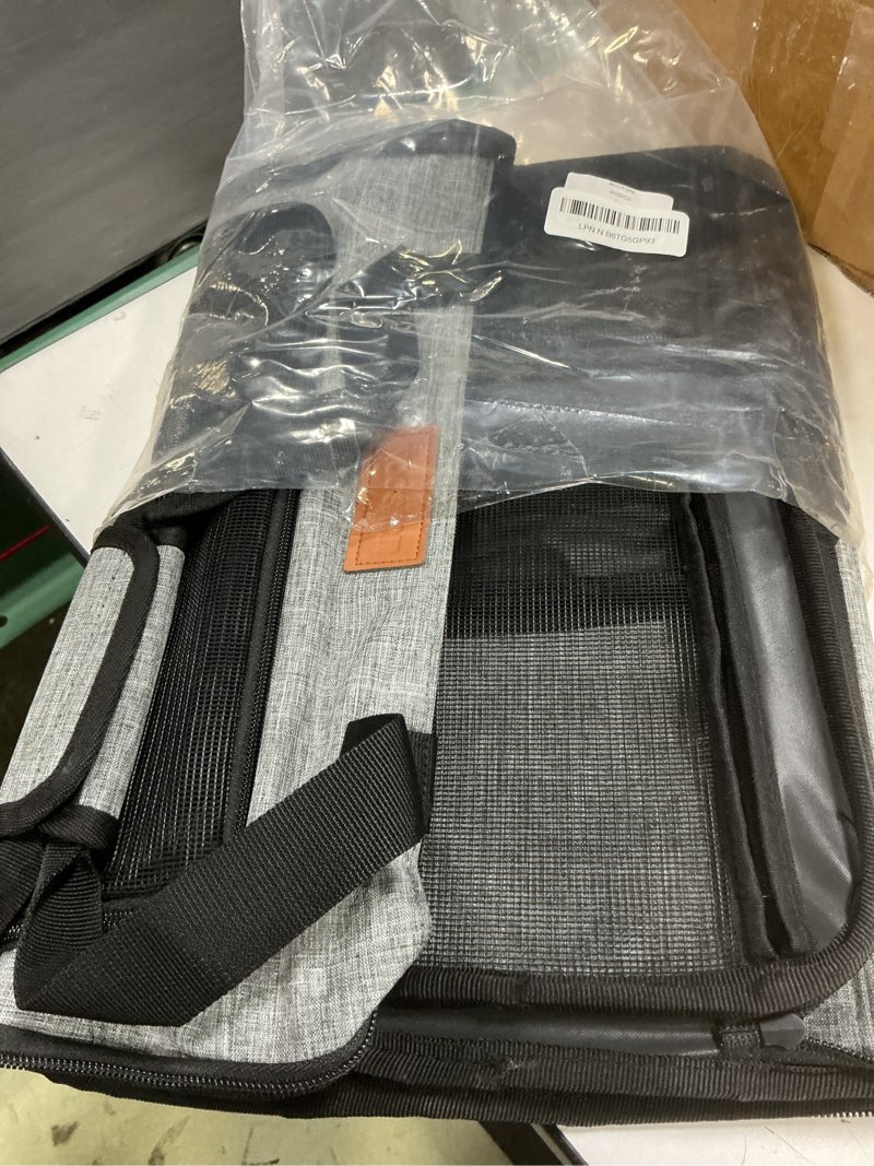 Condition photo showing Good Condition for petux airline approved pet carrier - 17x11x9.5 in, underseat, top & side entry, soft sided cat dog carrier for small cat & dog up to 12 lbs with breathable anti-scratch mesh for travel & vet - grey 17.0"l x 11.0"w x 9.5"h grey