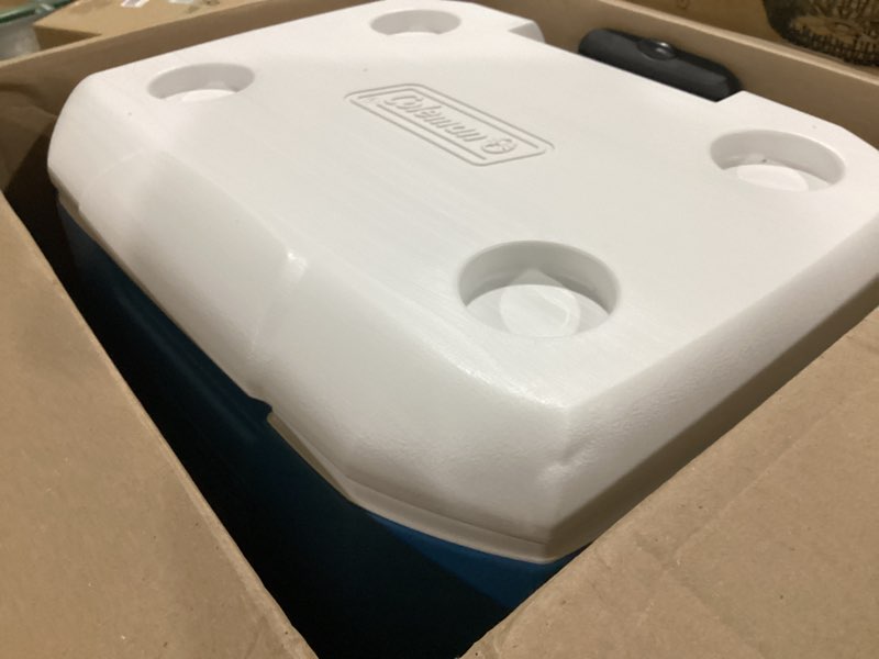 Condition photo showing Good Condition for coleman chiller 9/16/30/48/60qt cooler with ice retention, leak resistant, great for camping, concerts, sports, and more ocean blue 60qt