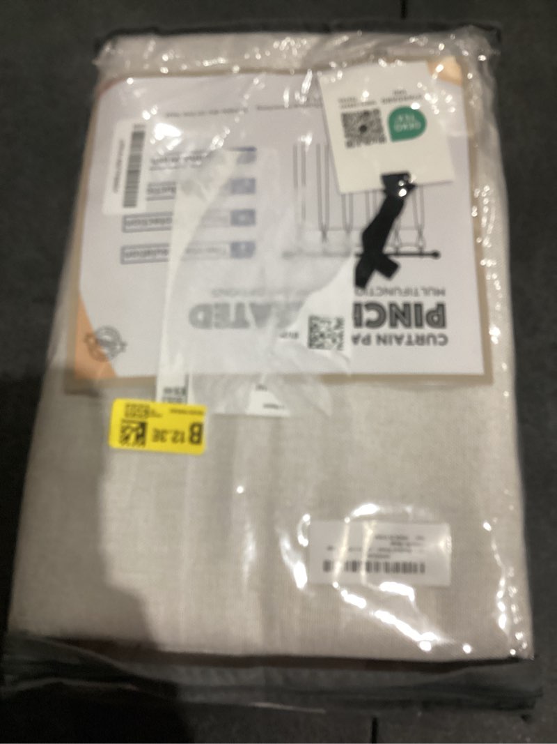 Condition photo showing Good Condition for 100% Blackout Shield Linen Look Textured Pinch Pleated Curtains Blackout Drapes 90 Inch Long 2 Panels Set, Faux Linen Blackout Curtains for Bedroom & Living Room, 40" W x 90" L, Beige Beige 40"W x 90"L (Pack of 2)