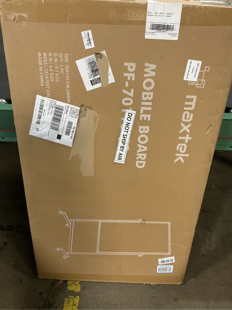 Condition photo showing New/Like New for maxtek rolling white board, 44 x 28 height adjustable whiteboard on wheels, large magnetic standing mobile easel board, double-sided with stand for office, home, and classroom 44x28 in silver