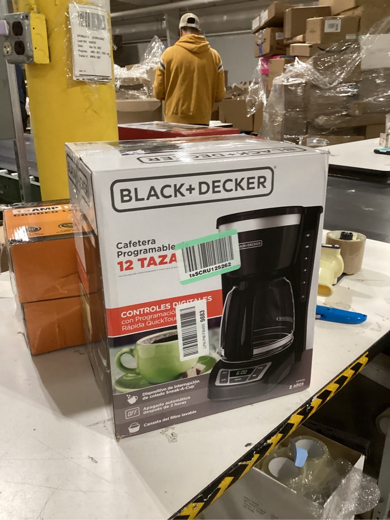 Condition photo showing New/Like New for BLACK+DECKER 12-Cup Digital Coffee Maker, Programmable, Washable Basket Filter, Sneak-A-Cup, Auto Brew, Water Window, Keep Hot Plate, Black Black Hot Brew