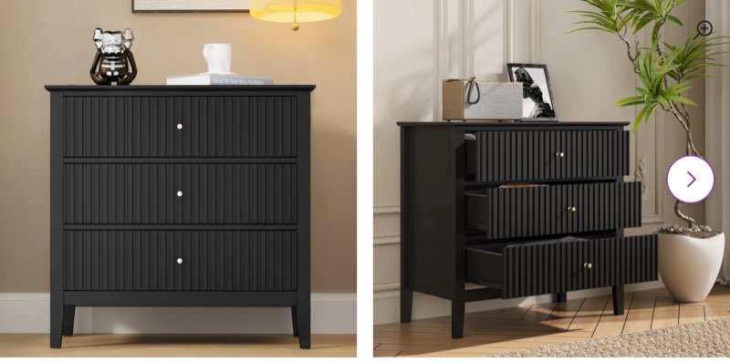 Amberrae Large 3 Drawer Dresser, Wide Chest of Drawers