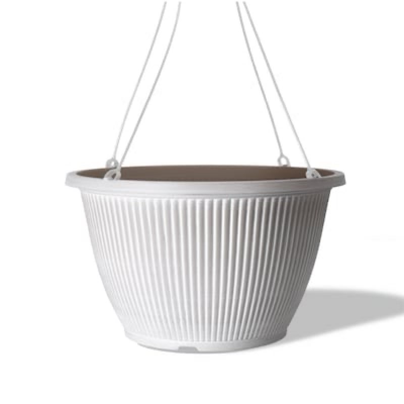 style selections round 14.02-in w x 13.98-in l x 8.5-in h washed white recycled plastic