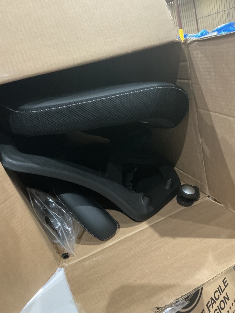 Condition photo showing As Is for office chair ergonomic desk chair, computer pu leather home office chair, swivel mesh back adjustable lumbar support flip-up arms executive task chair