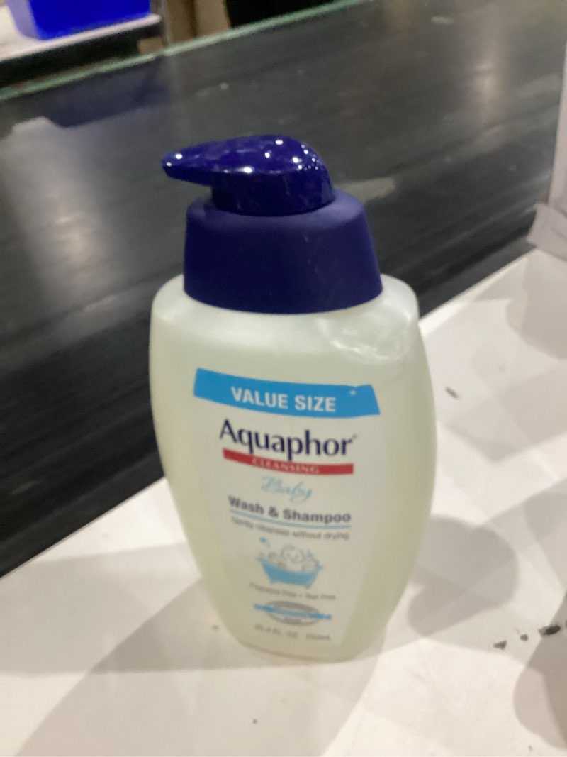 Condition photo showing New/Like New for Aquaphor Baby Wash and Shampoo, Unscented Baby Shampoo and Wash, 25.4 Fl Oz Pump Bottle