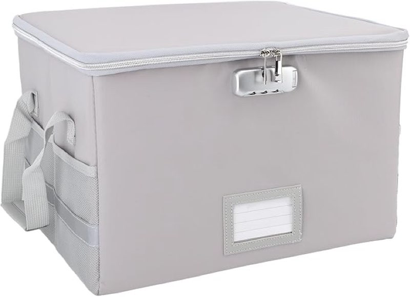 ANGGREK Fireproof File Organizer Storage Box AntiStatic Large Capacity Fireproof Document Box for Home