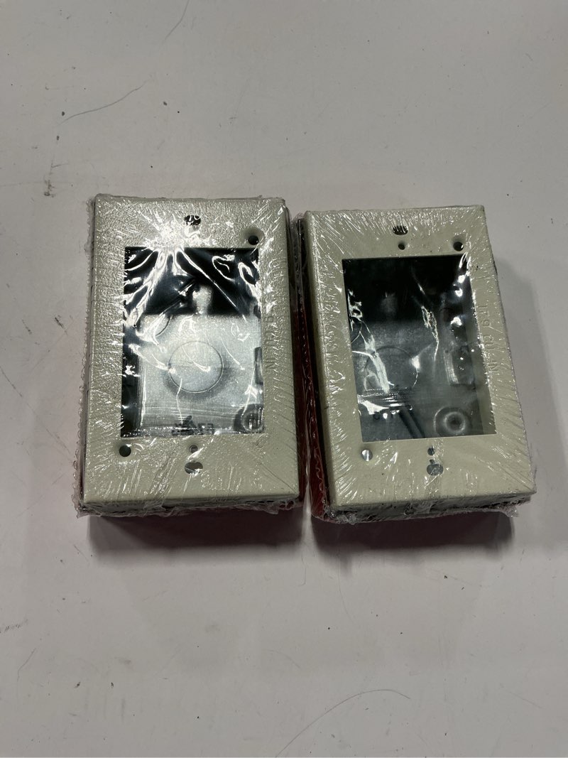 Condition photo showing New/Like New for wiremold 500 and 700 series metal raceway 1-3/8 in. deep 1-gang electrical switch/receptacle box, ivory(pack of 2)