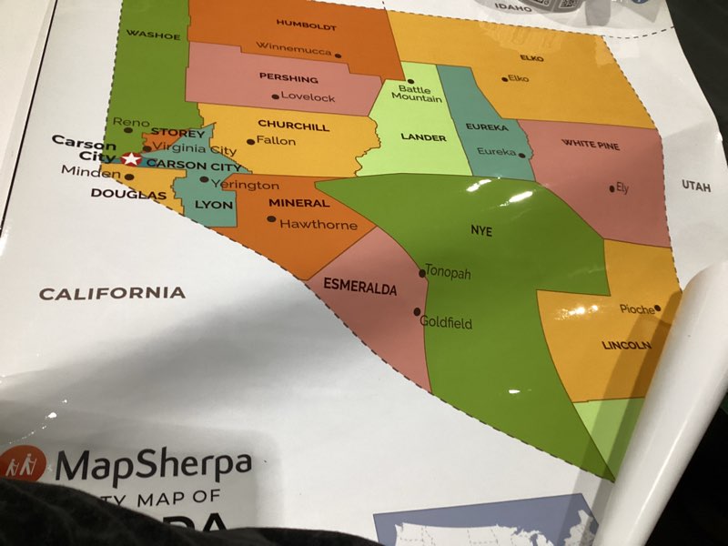 Condition photo showing Good Condition for Nevada Counties Map - Standard - 36" x 38.75" Laminated