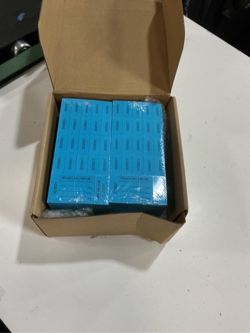 Condition photo showing New/Like New for kosiz 1000 sheet 20 bid raffle tickets chinese auction tickets sheets auction fundraiser ticket numbered with name and phone number per sheet raffle tags for silent bidding (lake blue) lake blue 20 bid