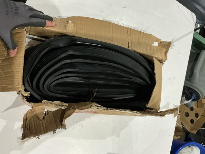 Condition photo showing As Is for garage door seals bottom rubber – 16.5ft epdm weatherproof seal with pre-drilled aluminum track retainer kit, fits 8-20ft doors, rodent proof, noise reducing (1.57" width, black) with aluminum track - 16.5 ft