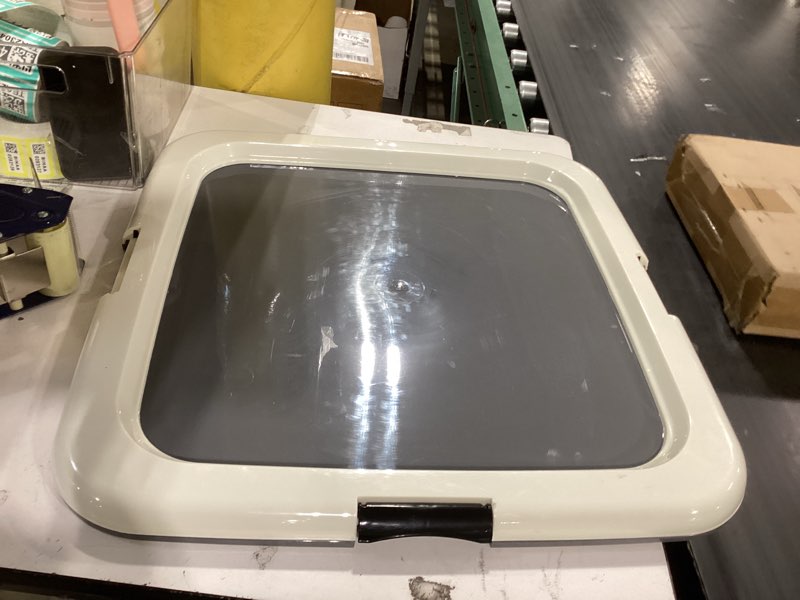 Condition photo showing Good Condition for iris usa pee pad holder - for regular sized dog and puppy pee pads, secured latches, non-skid feet, high polish finish for easy cleaning, leak protection, fits 22"x22" pad or larger, square, dark gray 22" x 22" dark gray
