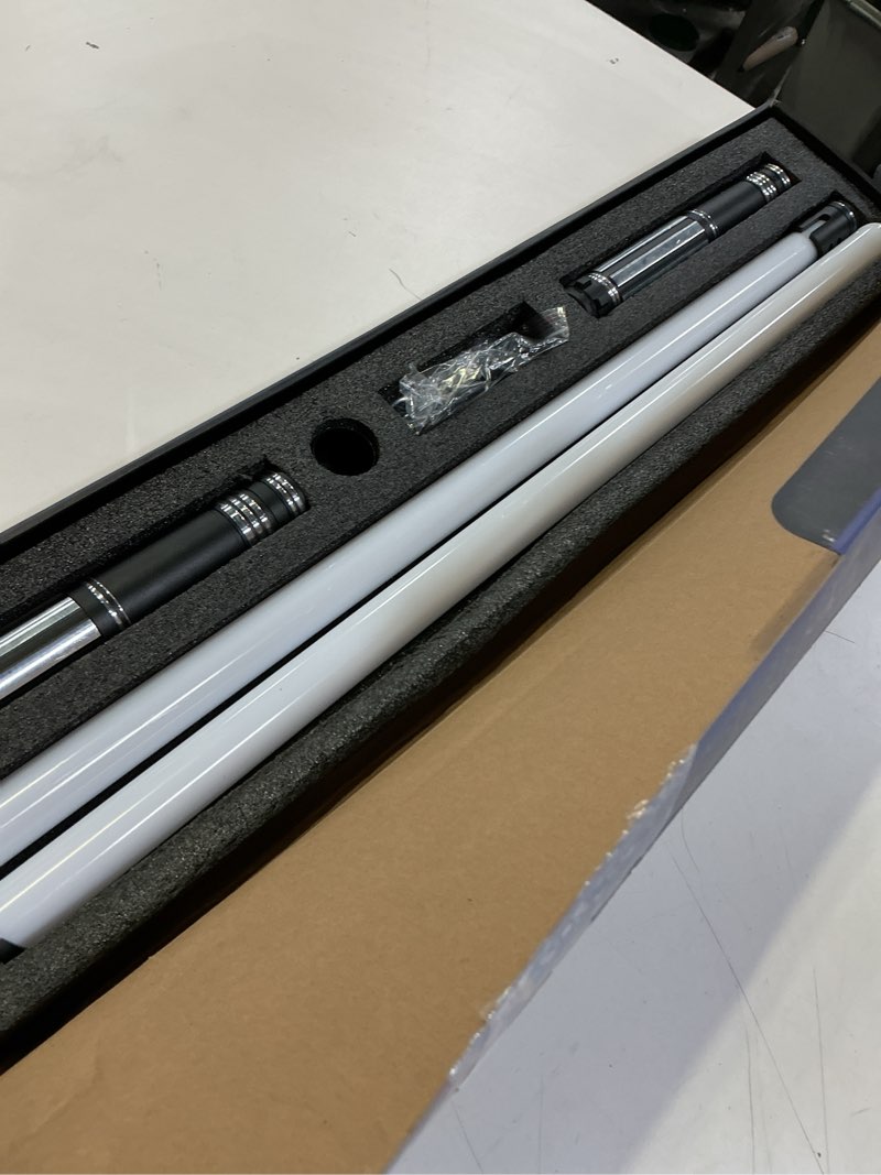 Condition photo showing Good Condition for Dueling Light Saber FX Lightsaber 2 Pack Rechargeable 24 Colors 6 Modes Sounds 2-in-1 Detachable Light Saber Toy for Kids and Adults Christmas Halloween Present Silver Vertical