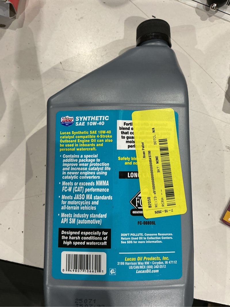 Condition photo showing Good Condition for lucas synthetic marine 10w40 outboard oil quart weight 2.03 pounds