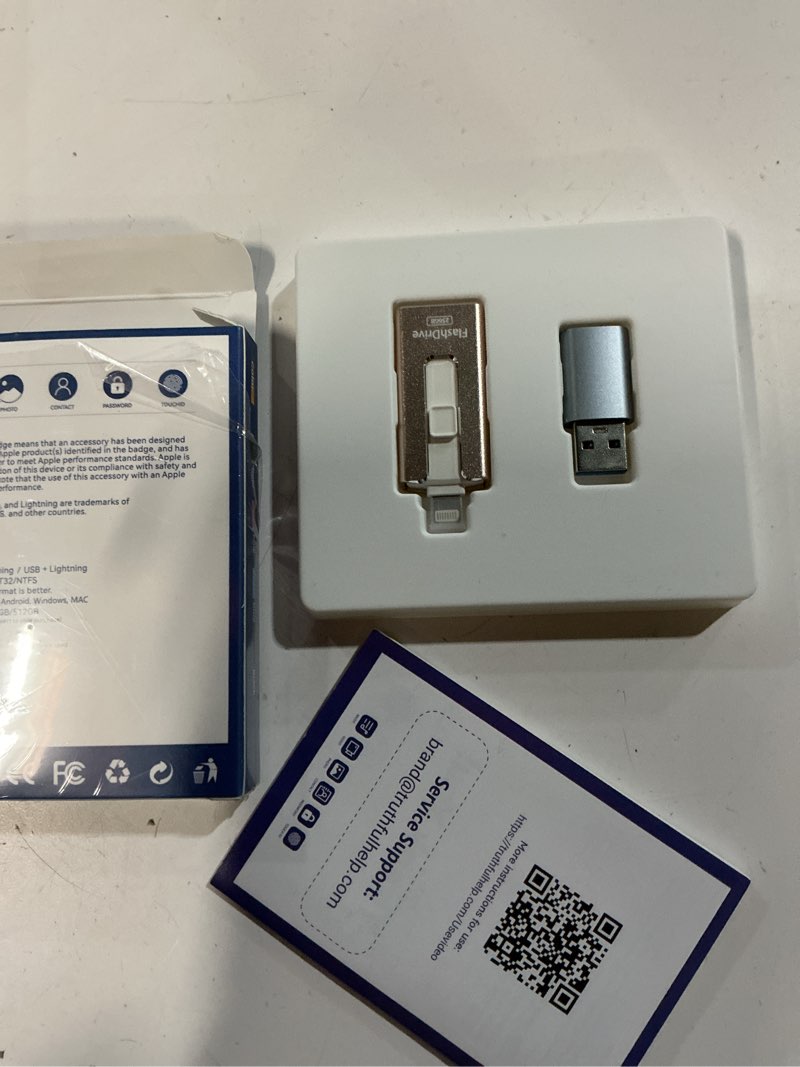Condition photo showing New/Like New for MFi Certified Flash Drive for iPhone 256GB, 3 in 1 Type-C USB Memory Stick Thumb Drive for Photos Videos, High Speed External Memory Storage Photo Stick for iPhone iPad Android PC (Gold) 256 GB Champagne Gold