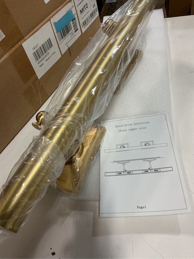 Condition photo showing Good Condition for Handcrafted Brass Picture Light: Modern Gallery Wall Sconce