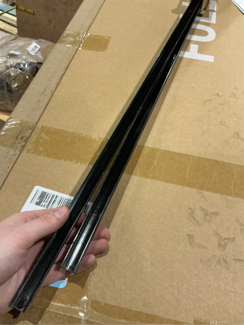Condition photo showing As Is for croblissful 2 pcs sliding screen door track replacement 72 inch black vinyl track long easy to cut screen door hardware for patio home garage office parts repair 72 inch black 2