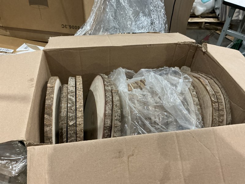 Condition photo showing Good Condition for tioncy 20 pcs natural large wood slices for wedding centerpieces decor round unfinished wood slab for tables wooden circle for diy crafts rustic centerpiece(10-12 inch)