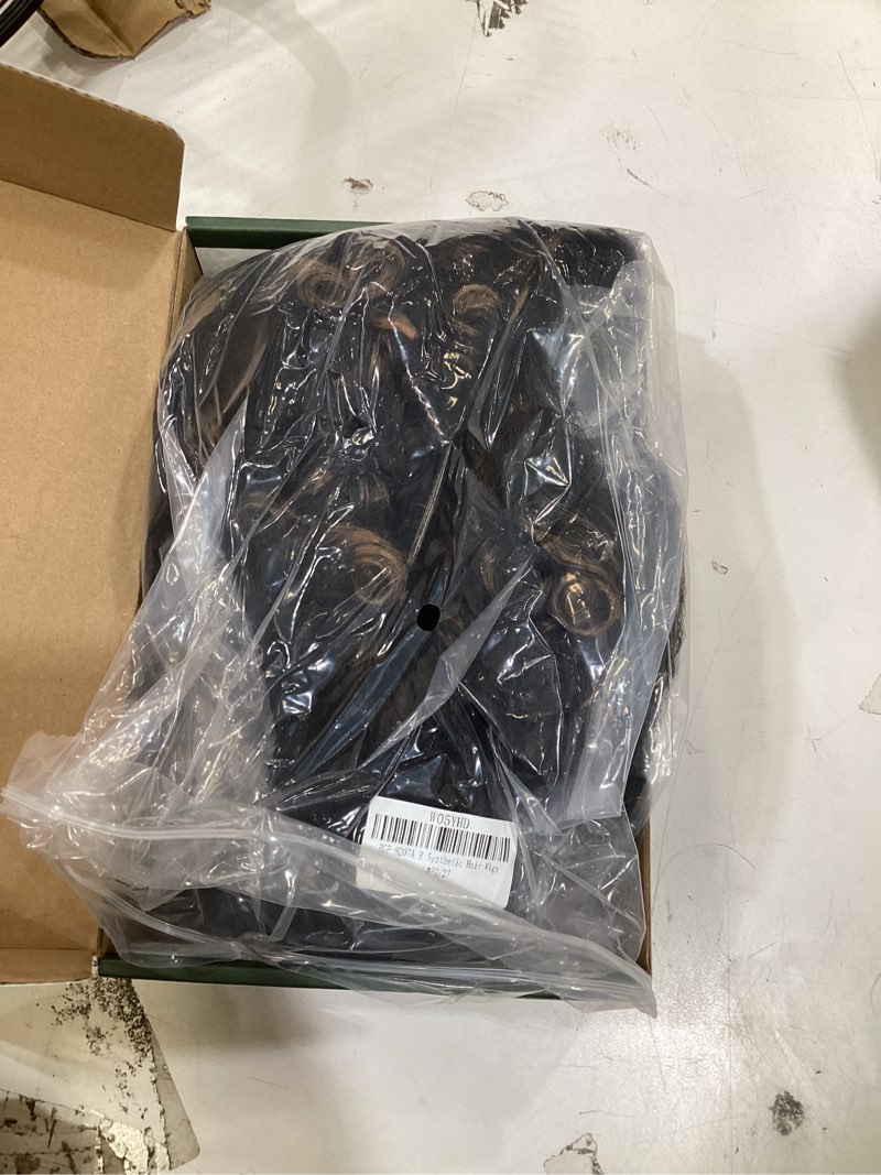 Condition photo showing Good Condition for soku afro curly lace front wig synthetic highlights brown 20 inch kinky straight with curly ends crimp to curl t part transparent lace front wig for black women 20 inch t part lace-highlights blonde