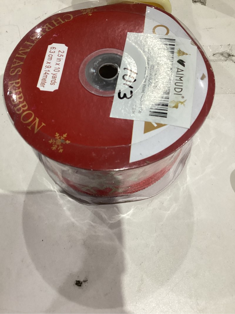 Condition photo showing New/Like New for AIMUDI Red Velvet Ribbon Wired 2.5 Inch Glitter Snowflake Wired Ribbon for Wreaths, Christmas Tree, Gift Wrapping, Garland, Holiday Crafts, Topper Bows - 10 Yards Red 2.5"
