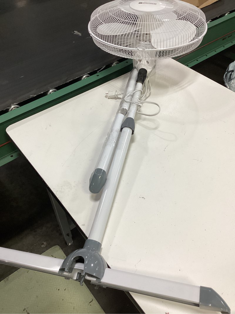 Condition photo showing As Is for in 100+ carts last week utilitech 16-in indoor oscillating pedestal fan, in white