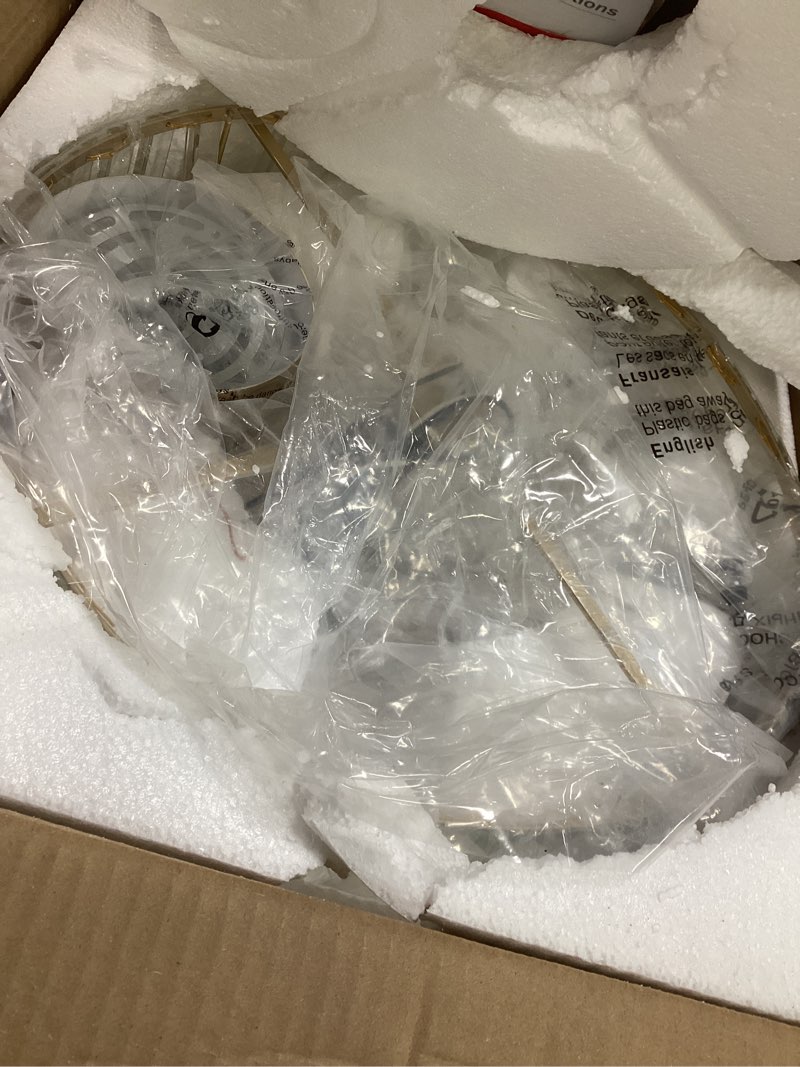 Condition photo showing Good Condition for pevfah crystal ?semi flush mount ceiling light fixture, gold modern 3-light chandelier lighting, round ceiling lights for living room hallway bathroom kitchen bedroom entryway gold 15.8 in